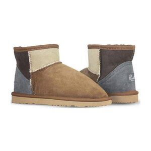 Burlee Women's Sheepskin Boot Mid Tricolor  – Warm & Stylish, Moisture-Wicking a